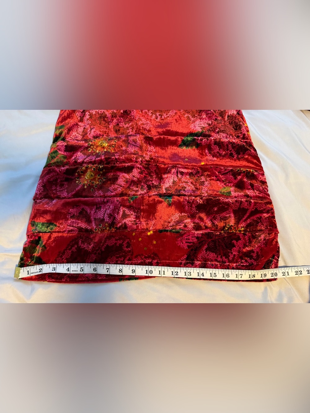 FARM Rio Farm Rio Velvet Floral V-Neck Mini Dress Deep Red M NWT - Picture 13 of 15